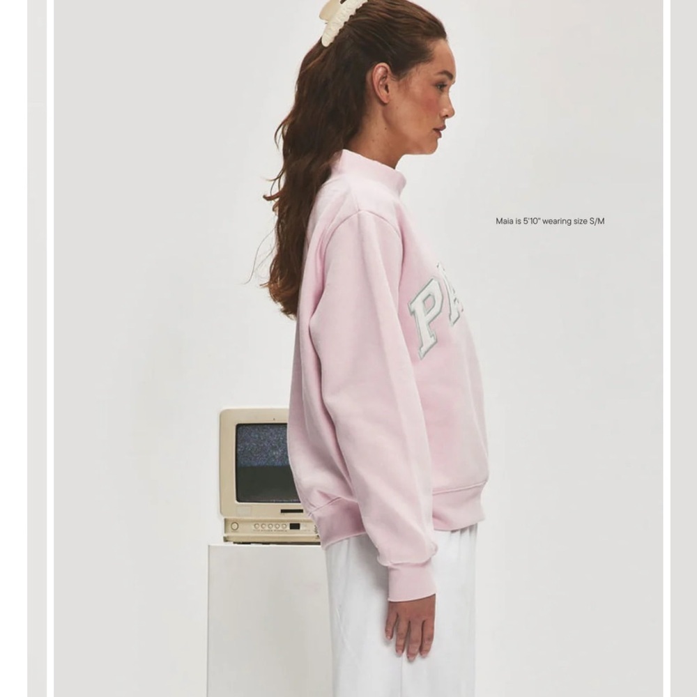 NEW Parke Sprinkle Varsity Mockneck Fleece Sweatshirt Pink Size XXL NWT - Picture 2 of 8